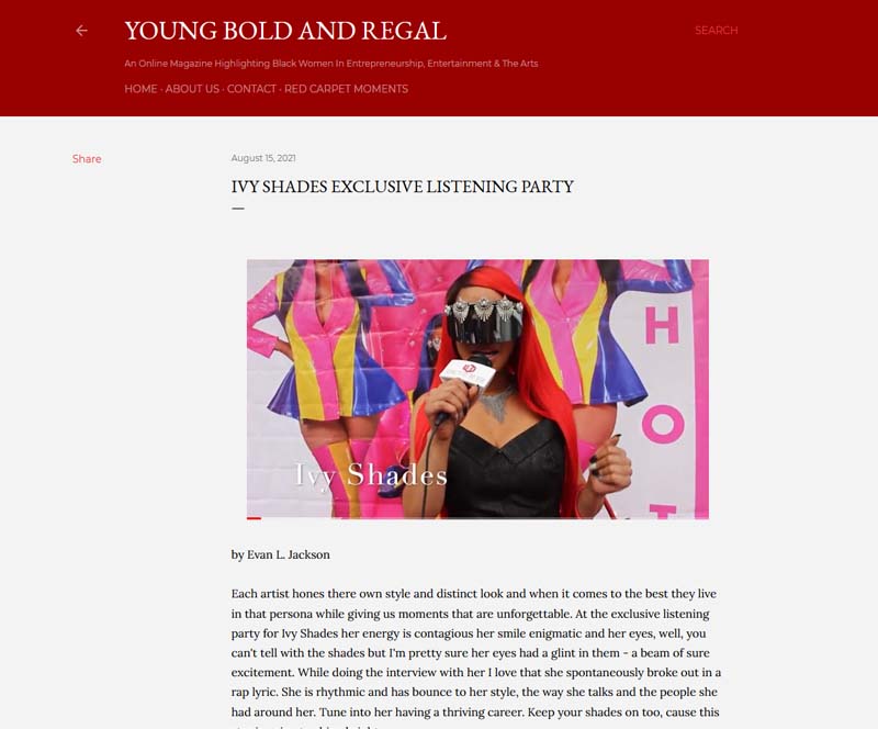 Young, Bold & Regal Article About Ivy Shades